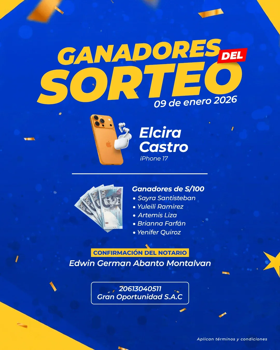 Ganadores de Sorteo