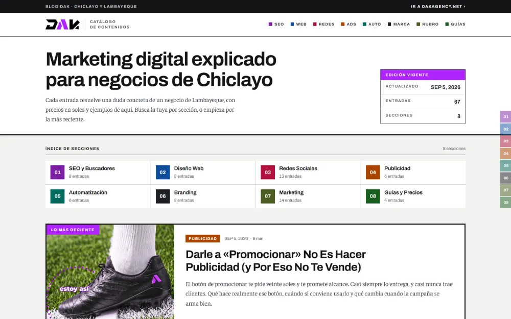 Portada del blog de DAK Agency con sus artículos publicados