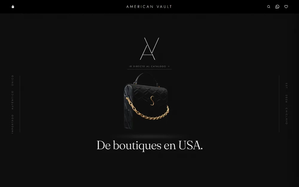Catálogo en vivo de American Vault: rejilla de carteras con marca, precio y disponibilidad