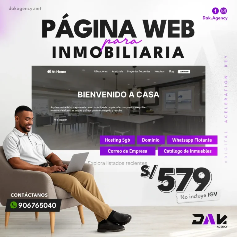 Página web para inmobiliarias - catálogo de propiedades que capta interesados - DAK Agency