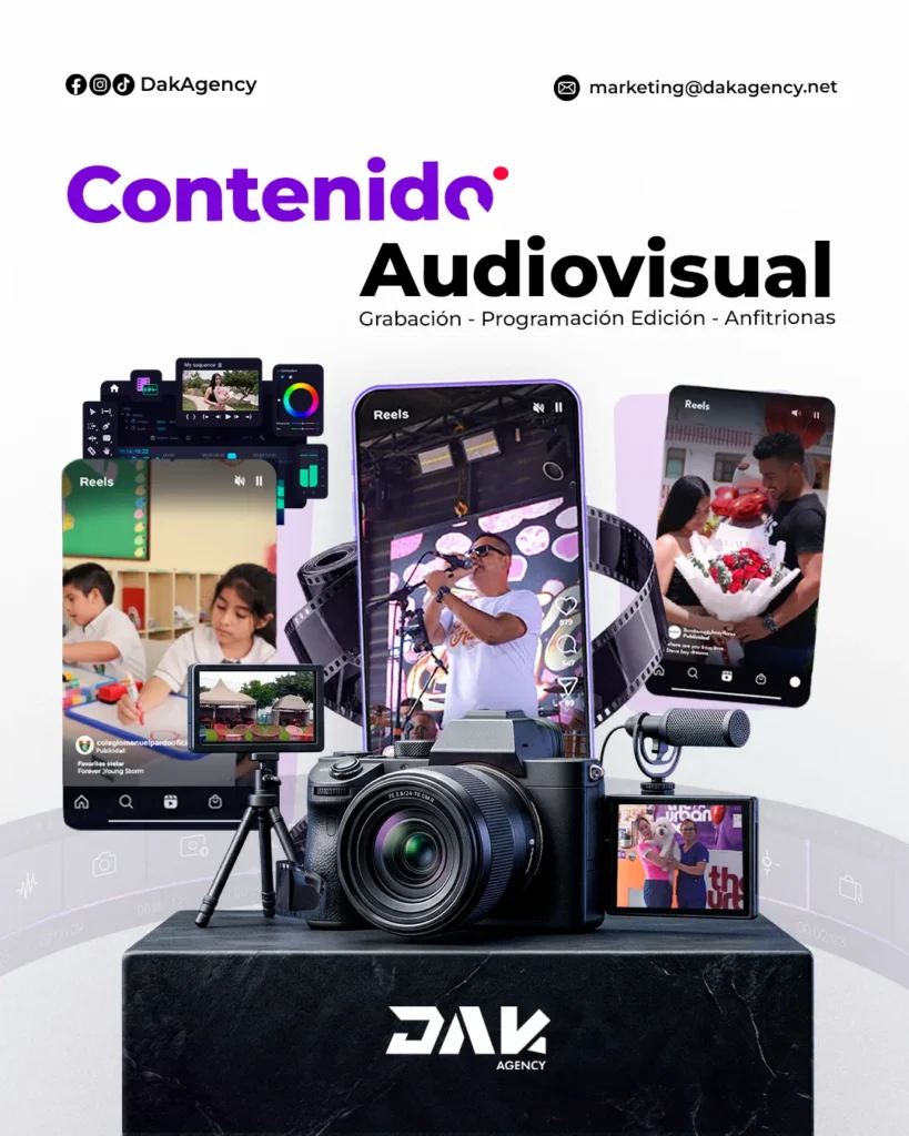Persona grabando un reel para empresas con su celular en Chiclayo, video corto vertical - DAK Agency