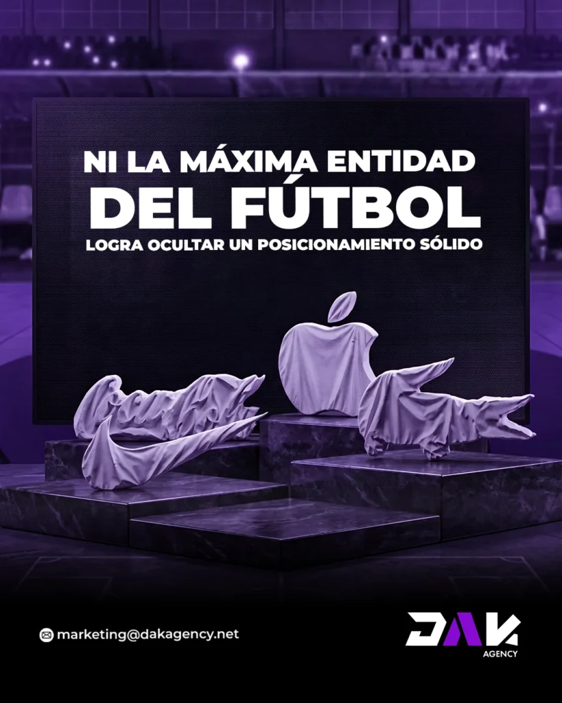 Pantalla del Mundial 2026 con logos cubiertos que igual se reconocen - reconocimiento de marca - DAK Agency